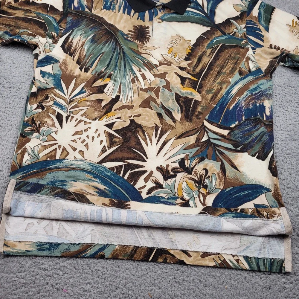 Chaps Ralph Lauren XL Mens Vintage 90s Floral Polo Shirt‎ Short Sleeve Tropical